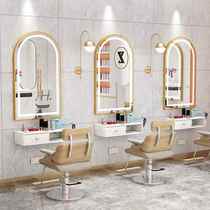 High-end new Internet celebrity hairdressing mirror hair salon mirror smart mirror one-piece simple LED trendy shop special wall hanging