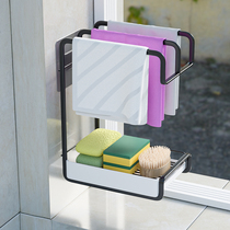 Rag rack kitchen drain rack no punching can be countertop wall hanging sponge towel kitchen supplies storage rack