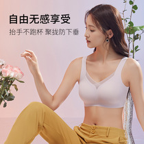 Summer Seamless Ice Silk Underwear Womens Sexy Lace Beautiful Back Breathable Fixed Cup Buckle No Wire Ring Girls Bra