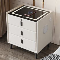 Intelligent bedside table multifunctional Italian style bedroom LED Bluetooth speaker wireless charging USB two drawer small bedside table