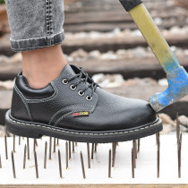 Labor protection shoes anti-smash anti-puncture high temperature resistant cowhide safety shoes wear-resistant anti-slip work shoes oil-resistant acid-alkali-resistant protective shoes