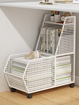 Bookshelf under mobile desk floor-to-ceiling storage rack for school bags book storage cabinet childrens office wheeled trolley