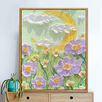 DIY quartz sand texture painting pink beach acrylic texture painting creative living room bedroom wall decoration hanging painting