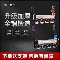 German imported Taurus high-flow floor heating water distributor household valve all-copper one-piece thickened floor heating water distributor