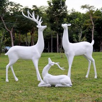 Outdoor imitation copper abstract d elephant geometric sika deer fiberglass sculpture garden landscape shopping mall wedding sketch white deer pendulum