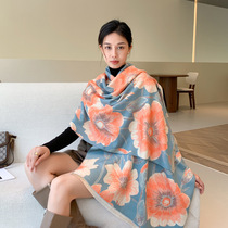 Casual fashionable comfortable breathable floral personalized simple printed shawl indoor versatile warm neck scarf