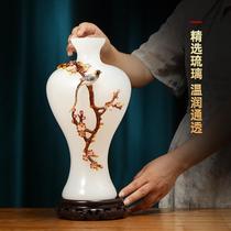 High-end Peace and Joy glass vase ornaments a pair of new Chinese-style living room entrance grand decorations for moving into a new home