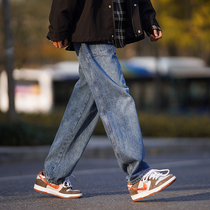 Yierkan Japanese retro jeans mens spring and autumn trendy brand handsome high school student pants loose and versatile straight-leg pants