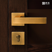 Bangshang door lock indoor bedroom wooden door split lock modern room door lock silent door handle magnetic yellow bronze lock