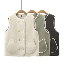 New plus size womens autumn and winter new style thickened granular velvet double-breasted vest comfortable and warm cardigan vest 0412