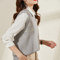 Round neck thickened wool knitted vest for women loose plum blossom pullover sleeveless vest with stylish waistcoat