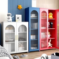 Nordic iron sideboard steel bookcase Changhong glass storage cabinet living room bedroom storage bookshelf display cabinet