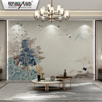 Classical neo-Chinese style wall covering living room TV background wall wallpaper national trend landscape wall covering bedroom wallpaper crane mural