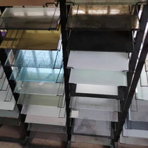 Double tempered laminated glass painted frosted hollow wire colored office partition glass floor spring door hinge door