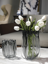 Nordic modern simple large glass vase ornaments dining table TV cabinet living room entrance light luxury glass flower arrangement