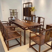 New Chinese style solid wood tea table and chair combination home balcony tea table Zen square office coffee table tea room furniture