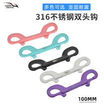 Multicolor 316 stainless steel diving double-head hook 100MM quick release spring buckle BCD safety equipment scuba accessories
