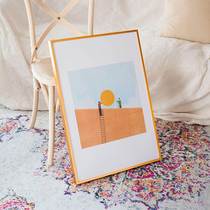 Picture frame solid wood simple wood grain aluminum alloy decorative painting metal photo frame thin narrow border poster frame advertising frame delivery