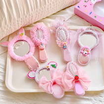 Cute childrens hair comb with mirror small comb for broken hair 2024 new style girl Internet celebrity baby girl anti-static