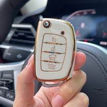 Flip Folding Key 4 Button Tpu Car Key Case Cover for Hyundai