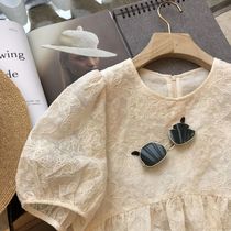 Fat mm plus size 2-300 pounds short-sleeved shirt for women Korean style 2023 summer loose slimming fashionable tops