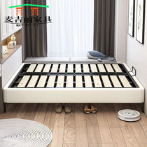 Suspended bed frame steel wood row frame without bedside bed solid wood tatami master bedroom resized small apartment frame bed