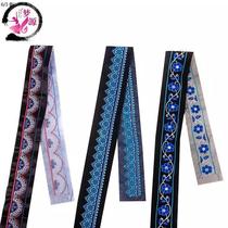 Word embroidery fabric blue embroidery lace cross stitch machine embroidery strips ethnic minority clothing accessories processing