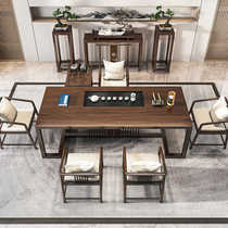 New Chinese style tea table and chair combination solid wood Zen Kung Fu home living room office modern simple log tea table