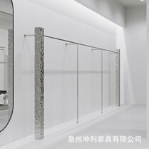 Clothing store modern creative wall display rack stainless steel water ripple hanging clothes rack display props island rack