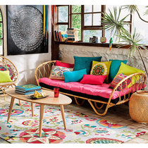 in real s rattan childrens bed Nordic Japanese bed rattan rattan art bedroom tatami bed hotel B&B balcony sofa