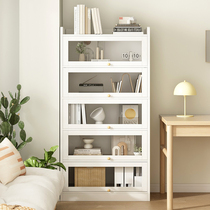 Dust-proof solid wood bookcase with door integrated wall display cabinet library home storage cabinet bookshelf floor-standing storage rack