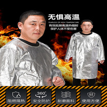 High temperature resistant apron aluminum foil reverse gown thermal insulation anti-splash flame retardant protective clothing anti-heat radiation fire-proof and anti-scalding
