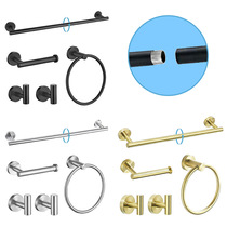 Towel bar set stainless steel removable split towel bar paper towel holder bath towel ring bathroom set