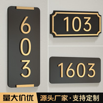 Acrylic door number plate home room number creative decoration custom hotel light luxury digital sticker office