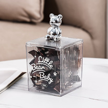 High-looking light luxury style cotton swab storage jar toothpick box desktop storage creative transparent acrylic storage box