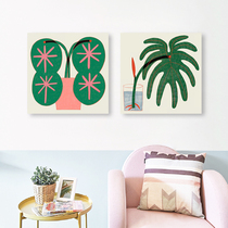 Nordic small fresh green plant decorative painting modern simple living room bedroom entrance mural log style ins hanging painting