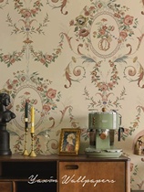Hand style retro living room wallpaper bedroom bedside floral wallpaper sofa wall TV background wall custom wall covering