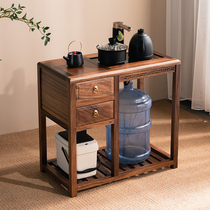 Walnut light luxury tea table household coffee table tea table side cabinet golden stove automatic water boiling cabinet with bucket and tea shelf under it