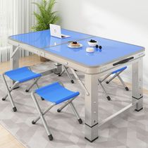 Outdoor barbecue travel simple folding dining table foldable aluminum alloy night market stall floor push table and chairs