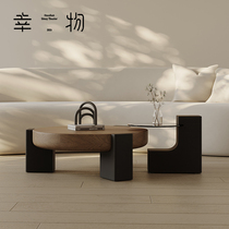 Lucky object antique style coffee table modern minimalist living room home small apartment Italian minimalist round walnut designer