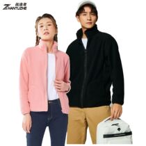 Polar fleece coral fleece fleece jacket for women and men outdoor warm plus velvet thick reversible velvet jacket liner