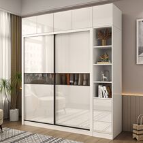 Nordic sliding door wardrobe home bedroom modern simple paint mirror light luxury bright combination sliding door large wardrobe