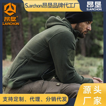 Angken Summer Outdoor Fleece Jacket Mens Warm Thick Double-sided Polar Fleece Cardigan Jacket Liner Tactical Jacket