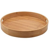 Round Serving Bamboo Wooden Tray for Dinner Trays Tea Bar Br