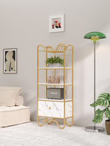 Nordic storage rack gold product display rack display cabinet living room storage rack multi-layer floor-standing bookshelf iron light luxury
