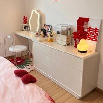 Xiaohongshus same style lacquered dressing table cream style solid wood bedroom dressing table drawer cabinet wedding makeup table cabinet