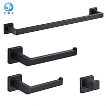 Cross-border bathroom 304 stainless steel towel rack set black bathroom pendant bathroom towel bar