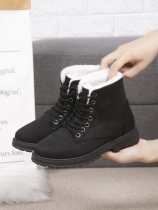 New 2023 new cotton shoes womens winter plus velvet thickened snow boots non-slip soft sole cotton boots warm Martin boots for school girls