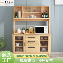 Nordic solid wood sideboard modern simple multi-functional all-in-one wall high cabinet living room wine cabinet storage cabinet tea cabinet