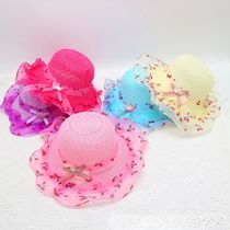 Block Sun Child Baby Girl Summer Hat Cap Ribbon Decorate Wav